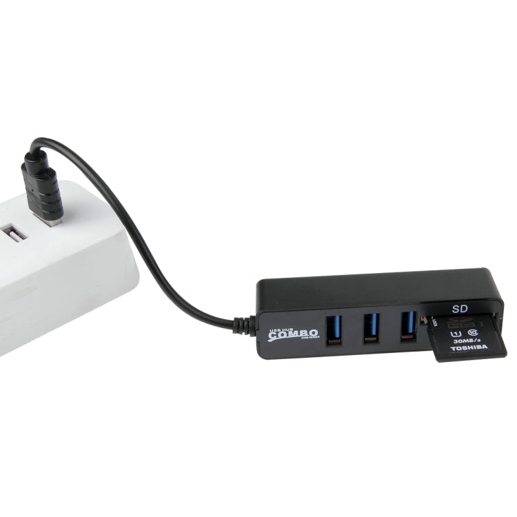2 in 1 USB 2.0 480Mbps 3 Ports HUB COMBO + Micro SD / T-FLASH SD / SDHC / SDXC Card Reader for Windows XP / Vista / 8.1 / 7 / 8, MAC, etc