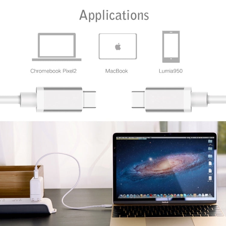 1m USB-C / Type-C 3.1 Male Connector to Male Extension Data Cable(White)