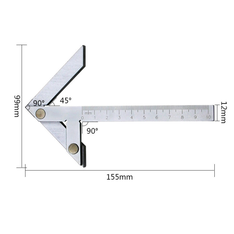 100x70 High Precision Stainless Steel Center Angle Gauge Ruler Protractor