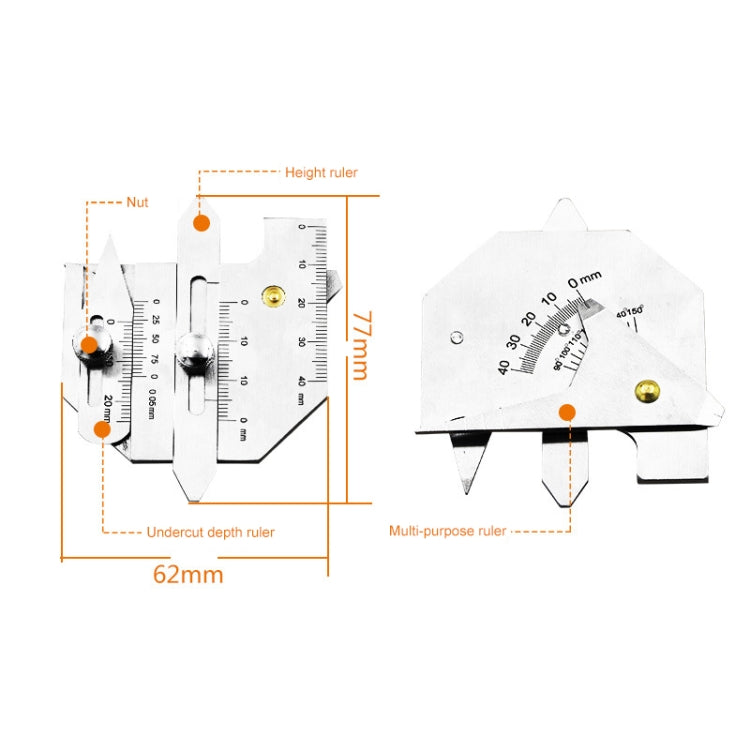 HJC40 Stainless Steel Welding Inspection Gauge Measuring Ruler