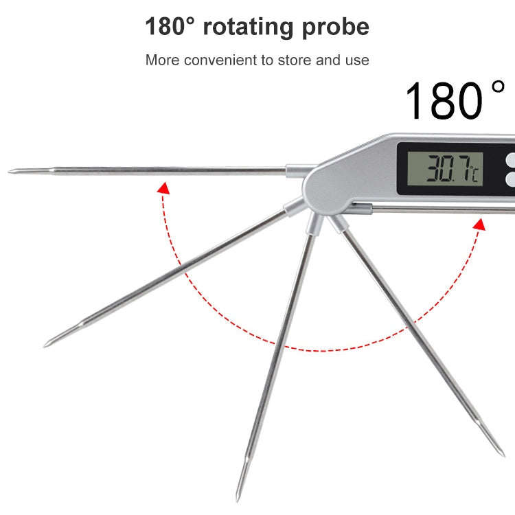 TS-BN61 Kitchen Food Cooking BBQ Foldable Waterproof Probe Thermometer(Silver)