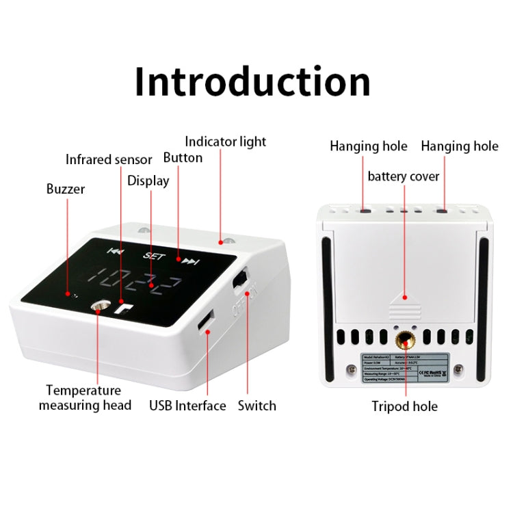 K2 Handsfree Non-contact Quickly Test Forehead Body Infrared Thermometer