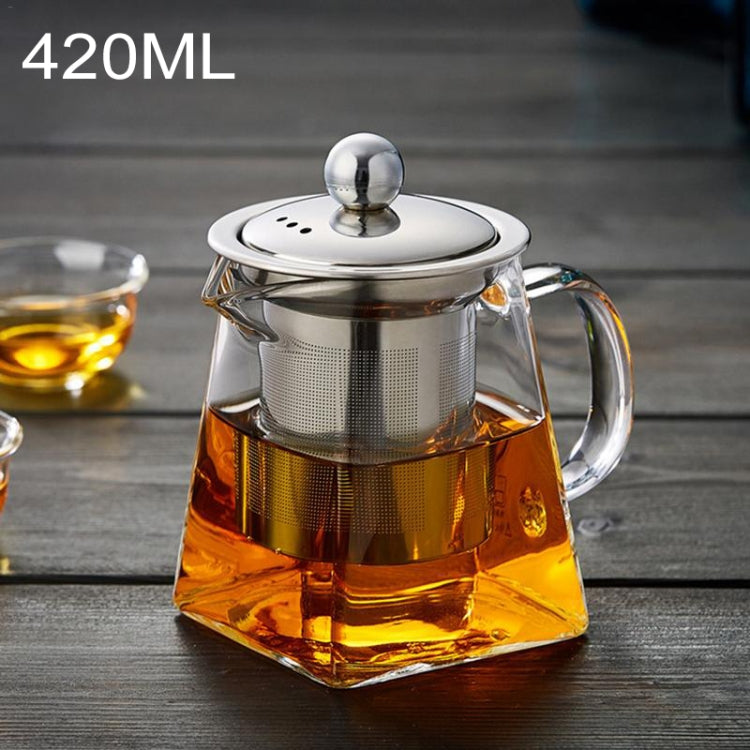 Stainless Steel Clear Heat Resistant Glass Filter Tea Pot, Capacity: 420ml