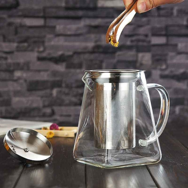 Stainless Steel Clear Heat Resistant Glass Filter Tea Pot, Capacity: 420ml