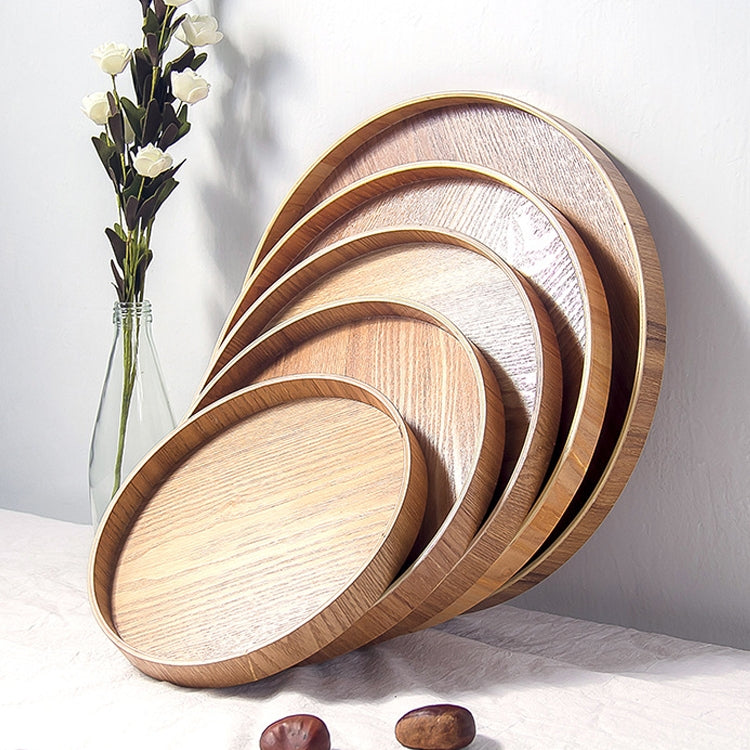 Creative Round Solid Wood Tea Tray Hotel Wooden Tay Storage Tray, Diameter: 27 cm