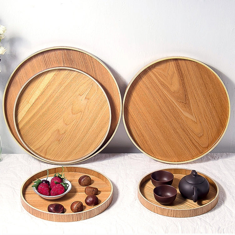 Creative Round Solid Wood Tea Tray Hotel Wooden Tay Storage Tray, Diameter: 33cm