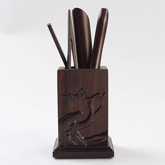 Tea Set Accessories Solid Wood Carving Tea Tray Decoration Tea Needle Tea Clip Barrel (LJZ3-1)