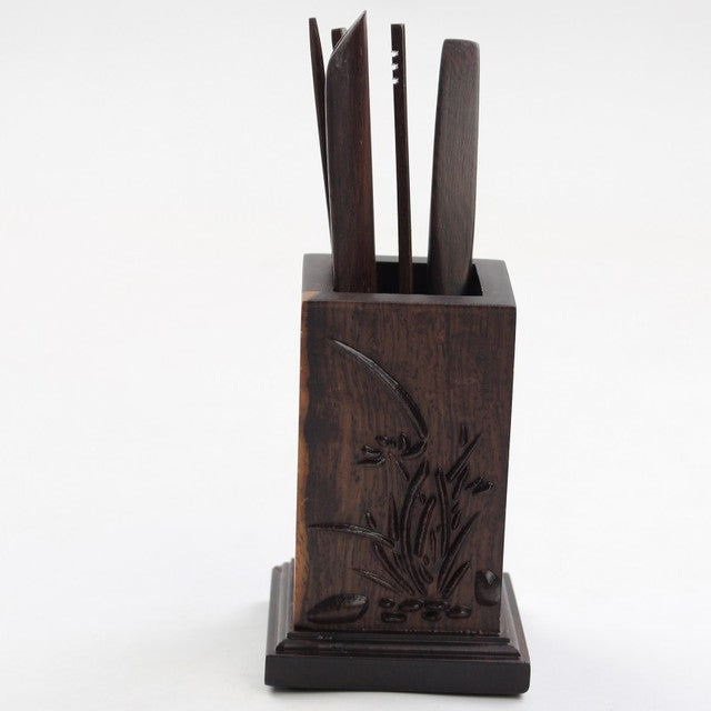 Tea Set Accessories Solid Wood Carving Tea Tray Decoration Tea Needle Tea Clip Barrel (LJZ4-1)