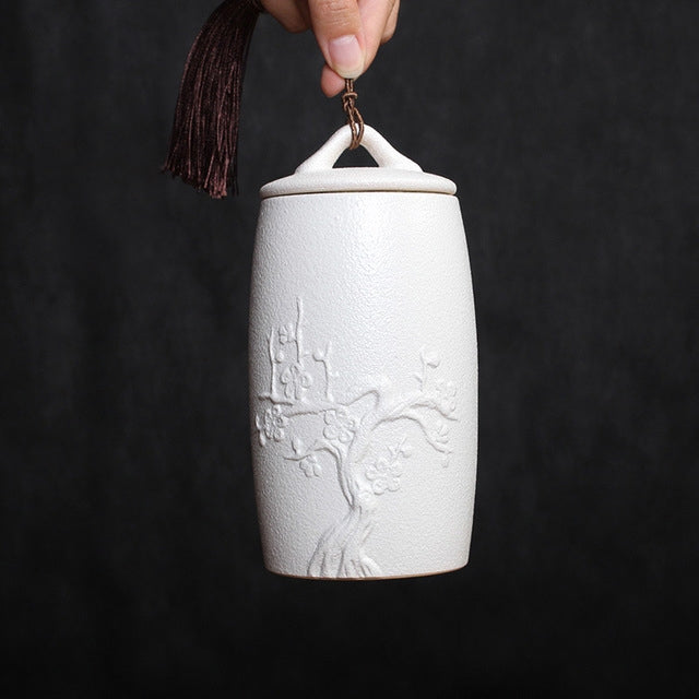 Plum Flower Pattern Stoneware Tea Cans Storage Tanks Ceramic Tea Set Tea Ceremony Accessories