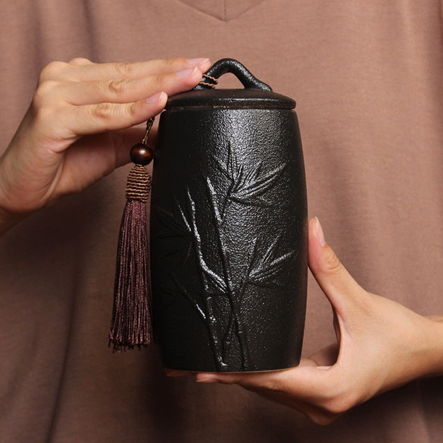 Chrysanthemum Pattern Stoneware Tea Cans Storage Tanks Ceramic Tea Set Tea Ceremony Accessories