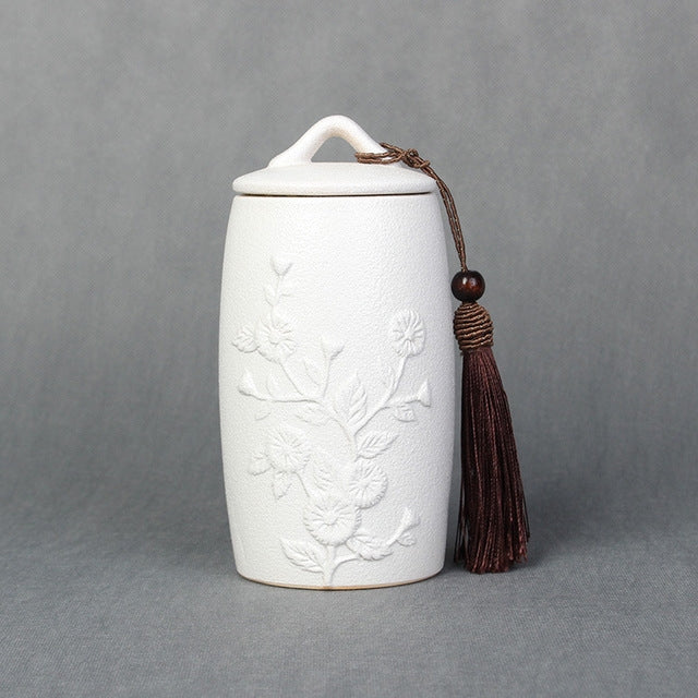 Chrysanthemum Pattern Stoneware Tea Cans Storage Tanks Ceramic Tea Set Tea Ceremony Accessories