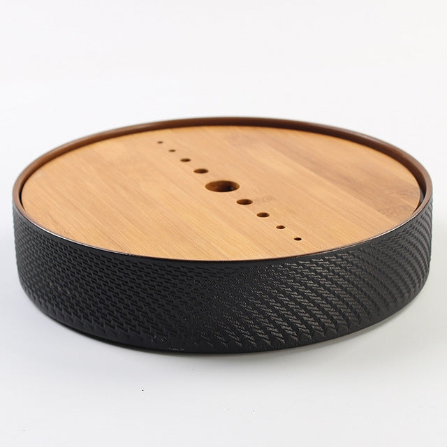 Household Simple Round Bamboo Tea Tray Mini Tea Table, Diameter: 21.5cm (CP26-1)