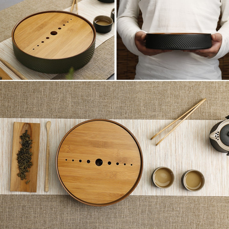 Household Simple Round Bamboo Tea Tray Mini Tea Table, Diameter: 21.5cm (CP26-1)
