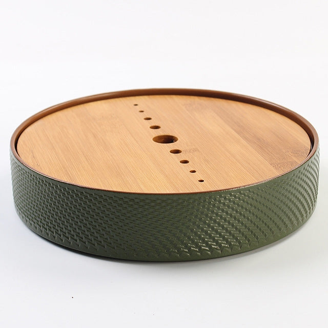 Household Simple Round Bamboo Tea Tray Mini Tea Table, Diameter: 21.5cm (CP28-1)