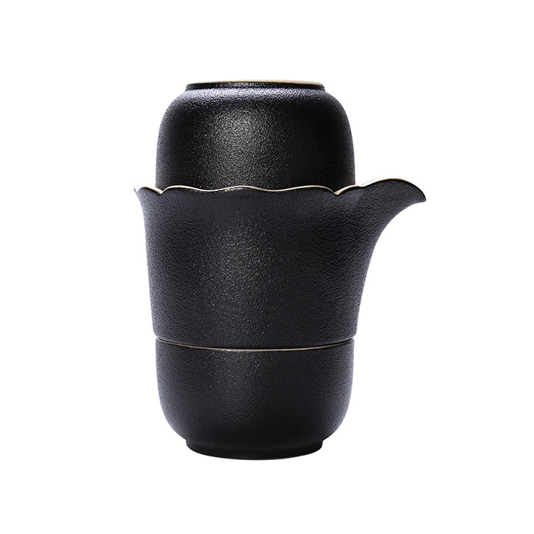 4 in 1 Teapot + Two Tea Cups + Storage Box Portable Travel Coarse Pottery Kung Fu Tea Set