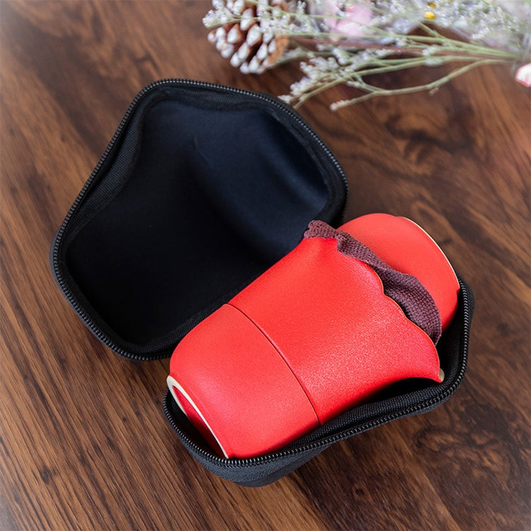 4 in 1 Teapot + Two Tea Cups + Storage Box Portable Travel Coarse Pottery Kung Fu Tea Set
