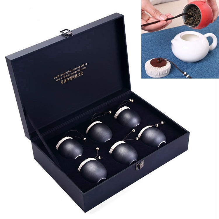 Ceramic Mini Tea Pot Storage Moisture-proof Black Tea Can Sealed Tea Tank Set