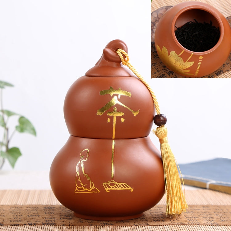 Redware Gourd Shape Mini Tea Pot Storage Moisture-proof Can Sealed Tea Tank