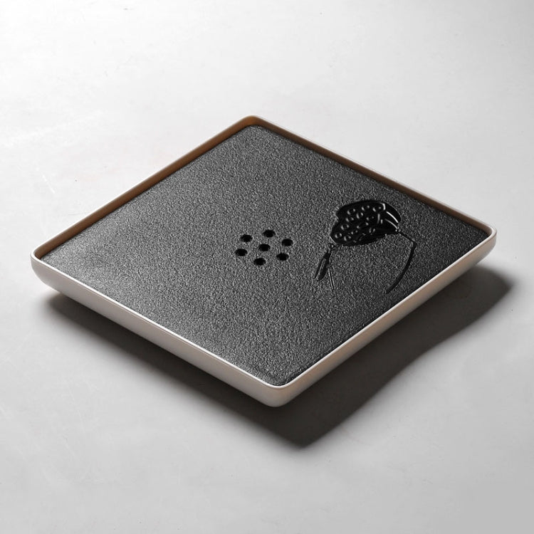 Square Melamine Material Tea Tray with Round Holes, Size: 21 x 3cm