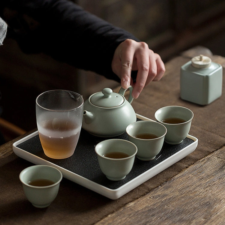 Square Melamine Material Tea Tray with Round Holes, Size: 21 x 3cm