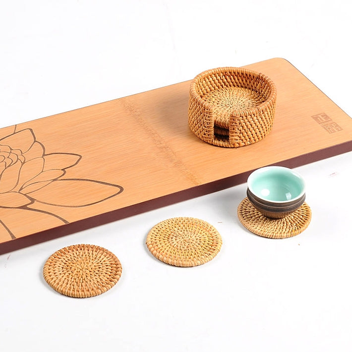 7 in 1 Handmade Bamboo Anti-scalding Round Cup Mat Set