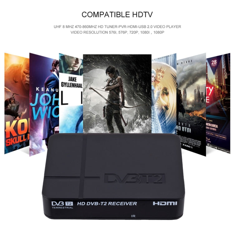 HD 1080P PVR K2 DVB-T2 Digital Terrestrial Receiver Broadcasting TV Box with Remote Control(Black)