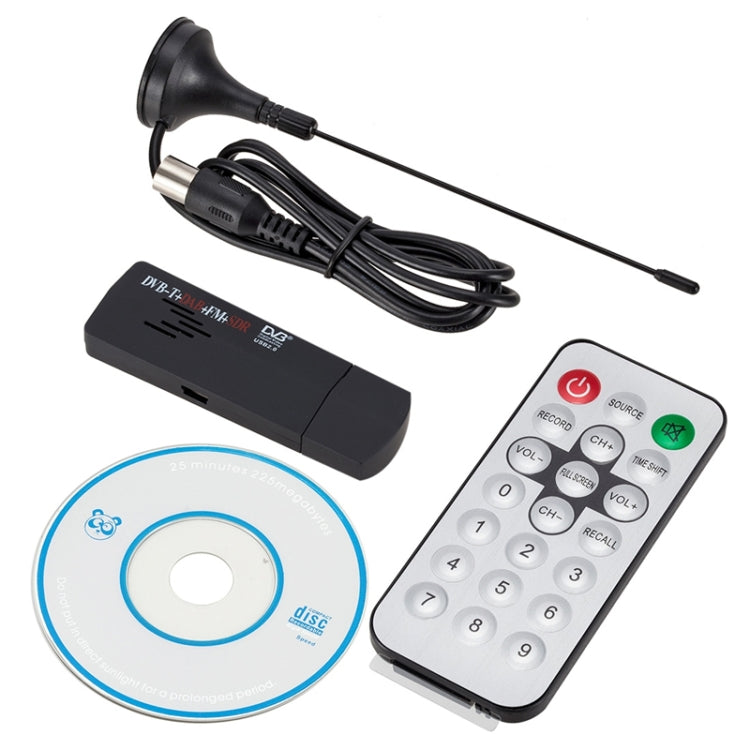 Digital RTL2832U+R820T DVB-T SDR+DAB+FM USB 2.0 Digital TV Dongle / Receiver , with Remote Control(Black)