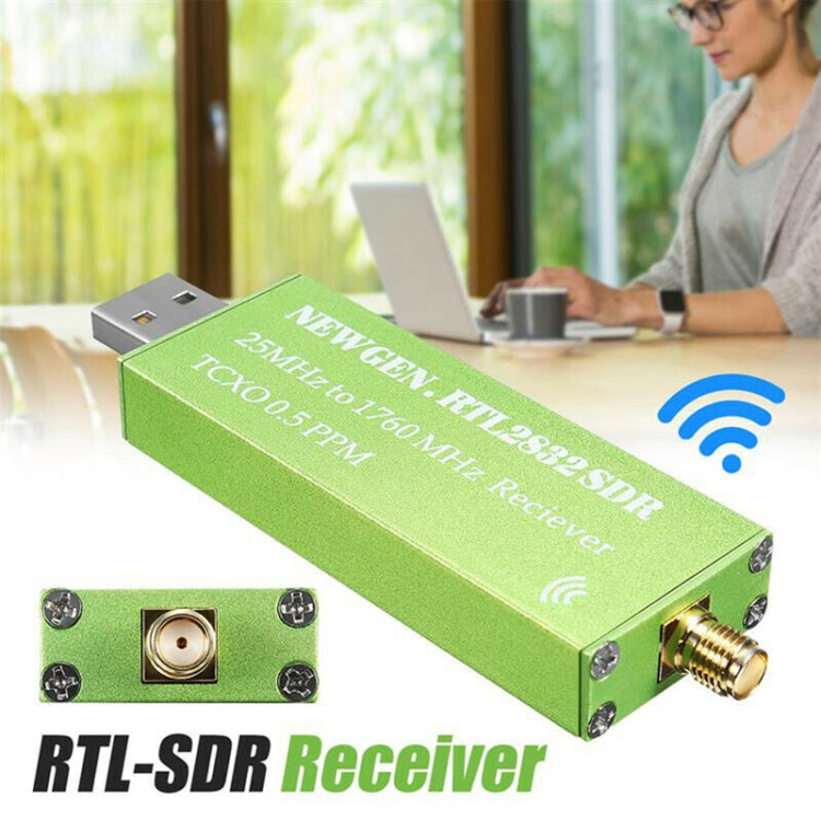 USB2.0 Adapter RTL-SDR RTL2832U + R820T2+ 1Ppm TCXO TV Tuner Stick Receiver(Green)