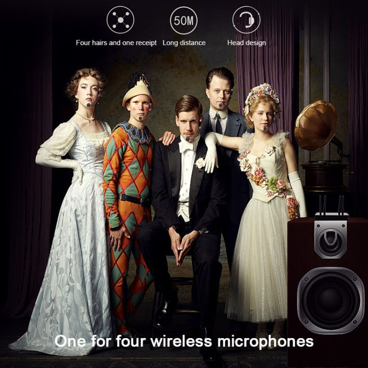 ASiNG WM07 4 x Transmitter + 1 x Receiver Head-mounted Wireless Microphone(Black)
