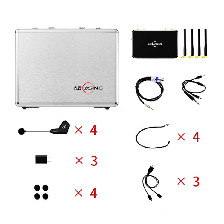 ASiNG WM07 4 x Transmitter + 1 x Receiver Head-mounted Wireless Microphone(Black)