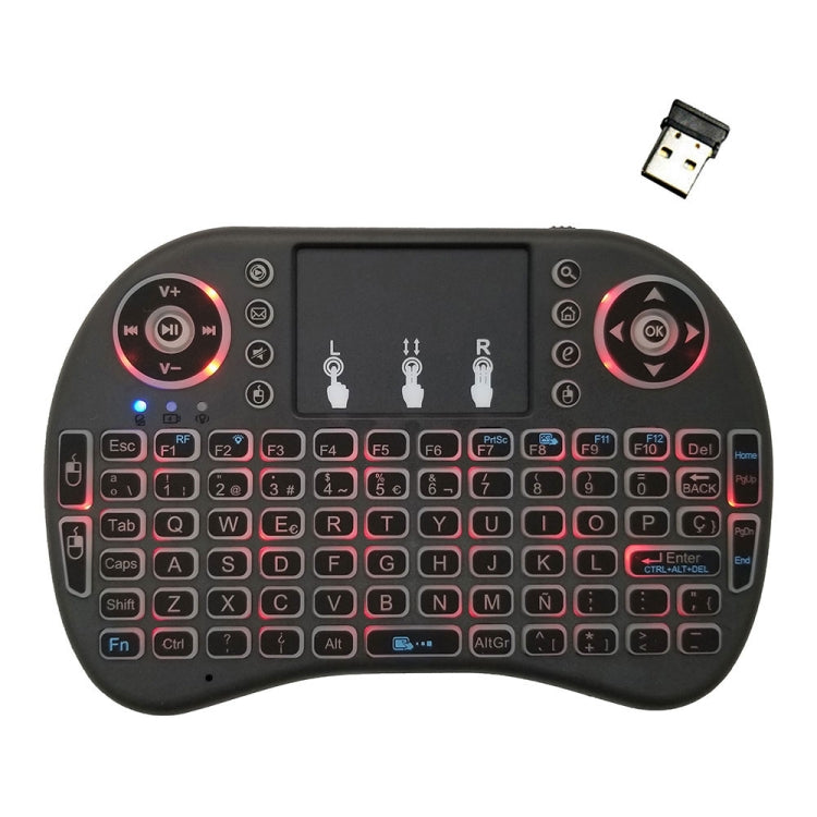 Support Language: Spanish i8 Air Mouse Wireless Backlight Keyboard with Touchpad for Android TV Box & Smart TV & PC Tablet & Xbox360 & PS3 & HTPC/IPTV