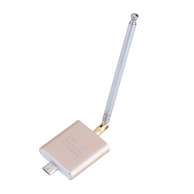 DVB-T2 / DVB-T Portable Micro USB Port Digital TV Receiver Tuner for Android Phones / Tablet PC with OTG Function(Gold)