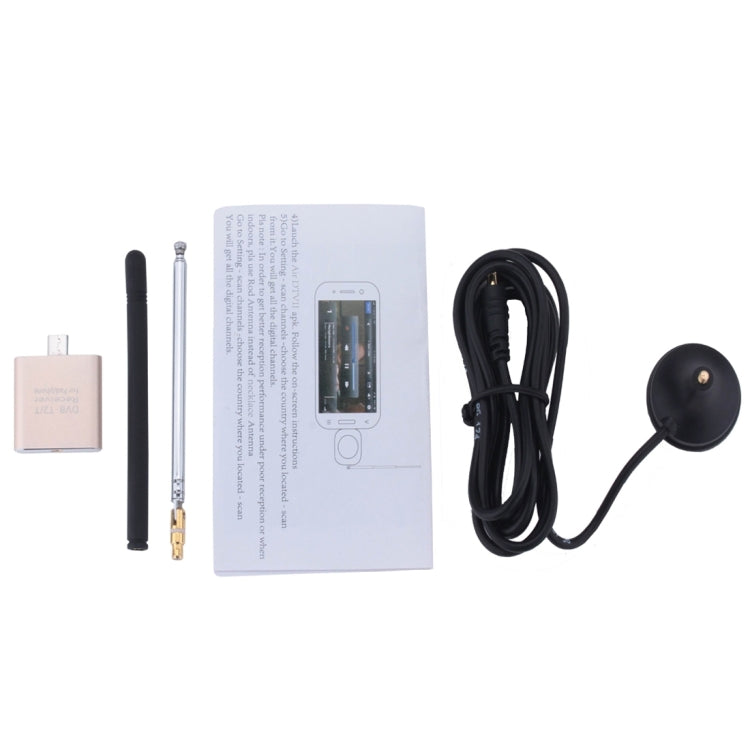 DVB-T2 / DVB-T Portable Micro USB Port Digital TV Receiver Tuner for Android Phones / Tablet PC with OTG Function(Gold)