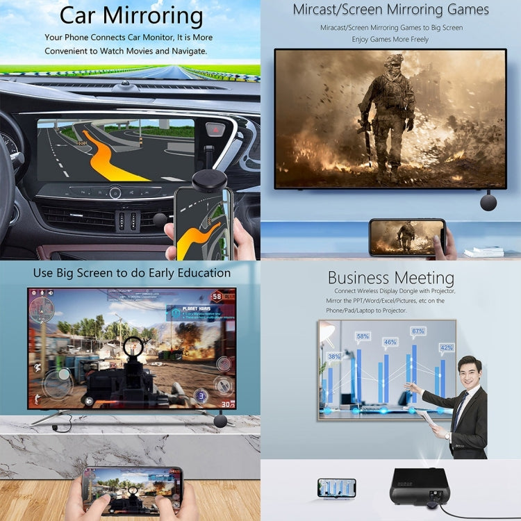 WeCast A28 Wireless WiFi Display Dongle Receiver Airplay Miracast DLNA 1080P HD TV Stick, RK3036 Dual Core Cortex A7(Black)