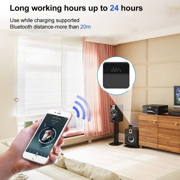 B20 2 in 1 Bluetooth 5.0 Audio Adapter Transmitter Receiver, Support Optical Fiber & AUX & LED Indicator