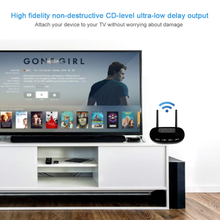 B28 2 in 1 Dual Antenna Style Bluetooth 5.0 Audio Adapter Transmitter Receiver, Support Optical Fiber & AUX & LED Indicator