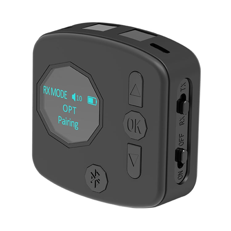 B38 2 in 1 Bluetooth 5.0 Audio Adapter Transmitter Receiver with OLED Display, Support Optical Fiber & AUX