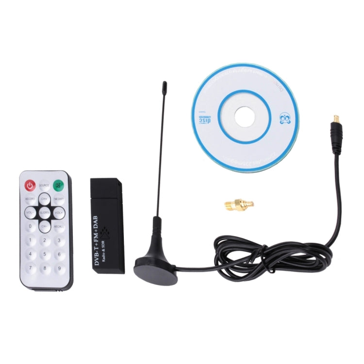 Mini USB DVB-T+FM+DAB TV Stick Receiver USB 2.0 Dongle Stick with Remote Control (Black)