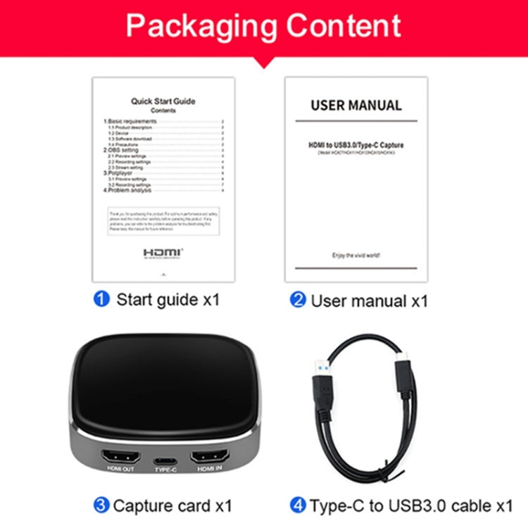 HCA14 USB 3.0 4K HDMI 1080P Video Capture Device Stream Box (Black)