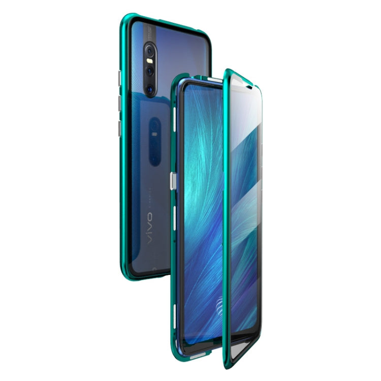 Ultra Slim Double Sides Magnetic Adsorption Angular Frame Tempered Glass Magnet Flip Case for Vivo X27