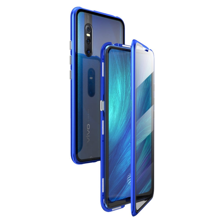 Ultra Slim Double Sides Magnetic Adsorption Angular Frame Tempered Glass Magnet Flip Case for Vivo X27