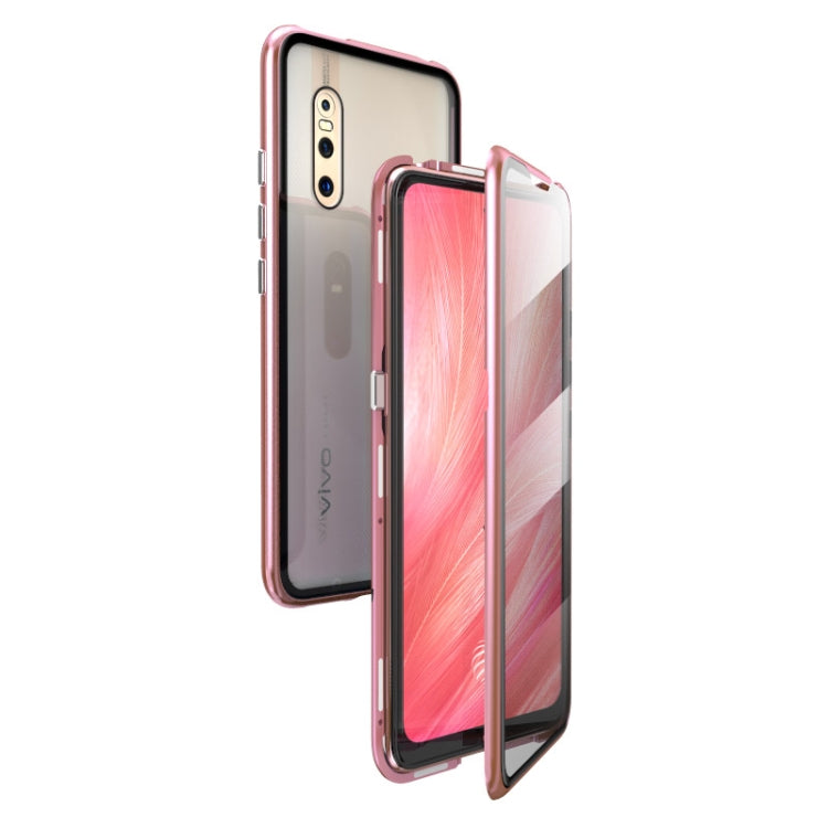 Ultra Slim Double Sides Magnetic Adsorption Angular Frame Tempered Glass Magnet Flip Case for Vivo X27