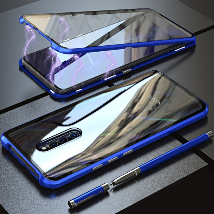 Ultra Slim Double Sides Magnetic Adsorption Angular Frame Tempered Glass Magnet Flip Case for Vivo X27 Pro
