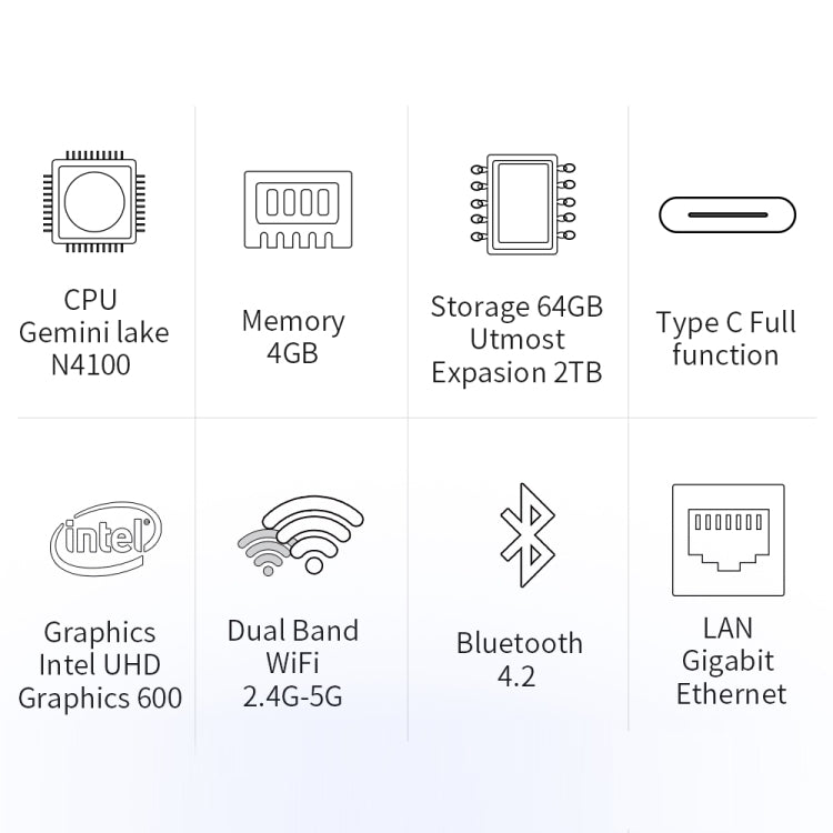 Jumper EZBox N4 Mini PC, Intel Gemini Lake N4100 Processor Quad Core up to 2.4GHz, RAM: 4GB, ROM: 64GB, Support HDMI / VGA