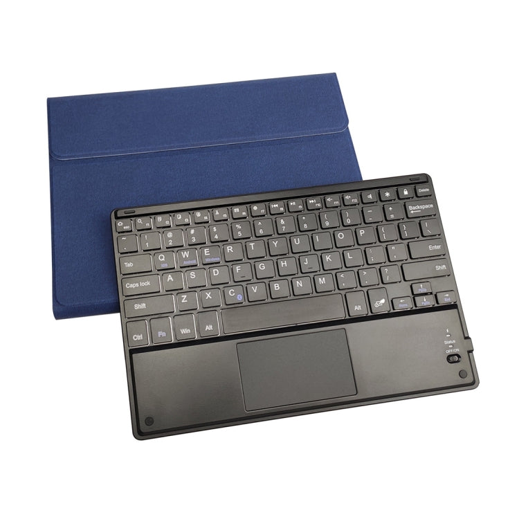 RK102C Detachable Magnetic Plastic Bluetooth Keyboard with Touchpad + Silk Pattern TPU Tablet Case for iPad 10.2, with Pen Slot & Bracket