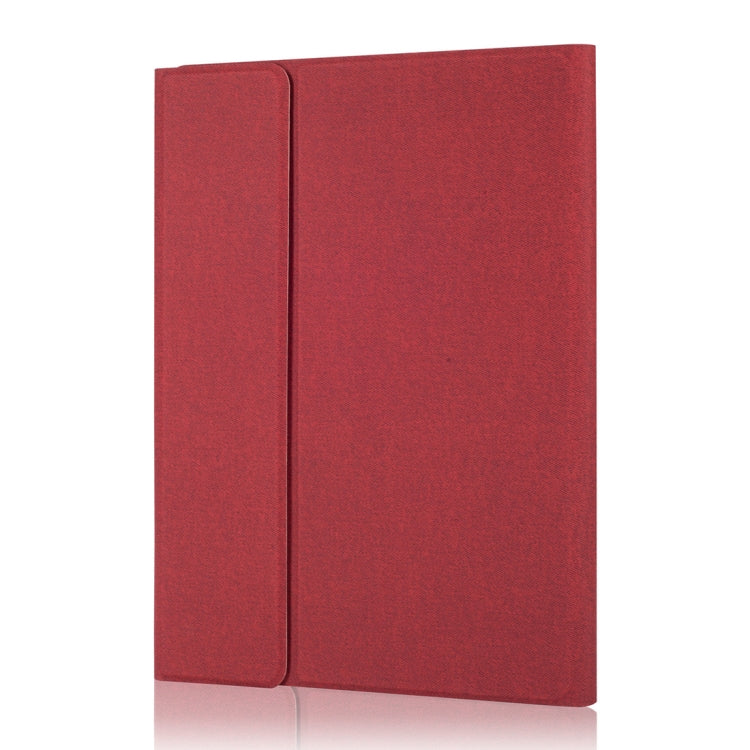 RK102C Detachable Magnetic Plastic Bluetooth Keyboard with Touchpad + Silk Pattern TPU Tablet Case for iPad 10.2, with Pen Slot & Bracket