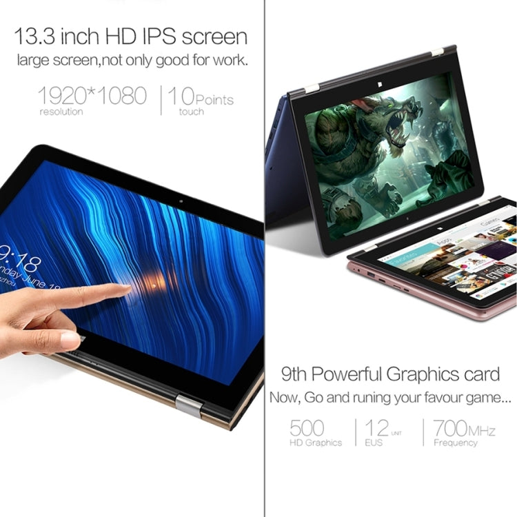 VOYO VBOOK V3 Pro Tablet PC, 13.3 inch, 8GB+128GB SSD, 2 in 1 Tablet + Keyboard, 12000mAh Battery, Windows 10 Intel Apollo Lake N3450 Quad Core, Support 360 Degree Turning & TF Card & Bluetooth & WiFi, EU Plug / US Plug