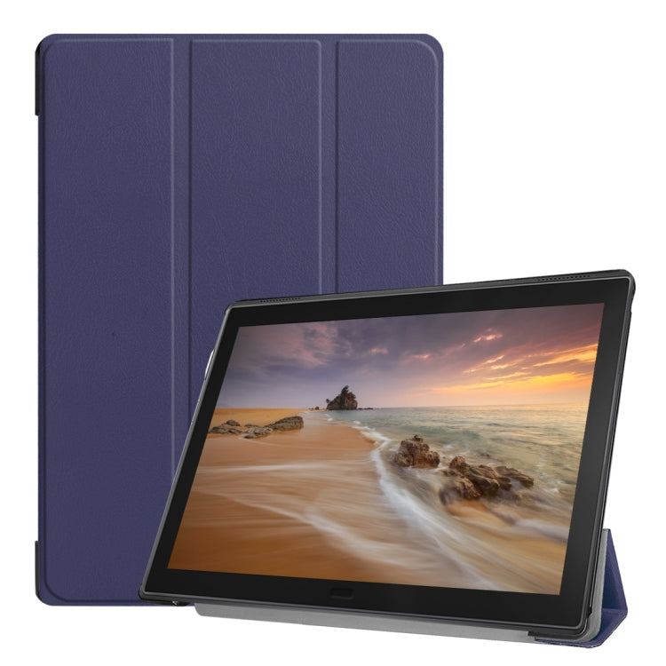 Custer Texture Horizontal Flip PU Leather Case for Lenovo Tab E10 X104, with Three-folding Holder