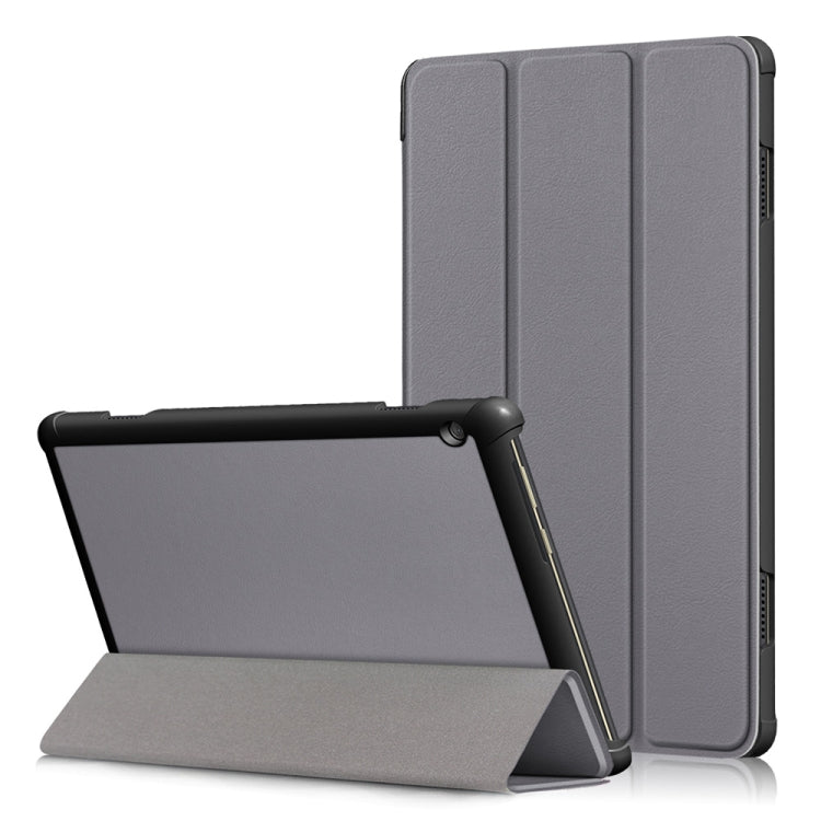 3-folding Custer Texture Deformation Flip Leather Case for Lenovo Tab M10 TB-X605F / X505F
