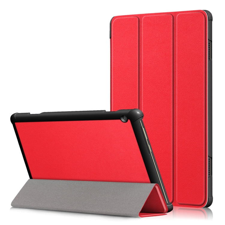 3-folding Custer Texture Deformation Flip Leather Case for Lenovo Tab M10 TB-X605F / X505F